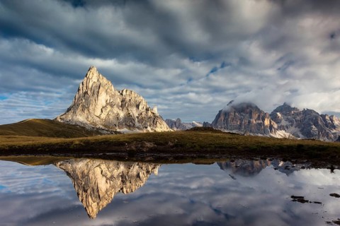 Mountain summit reflected in a lake