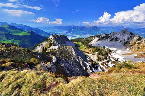 View from Pointe de Bellevue over the Rhone Valley and Lake Geneva