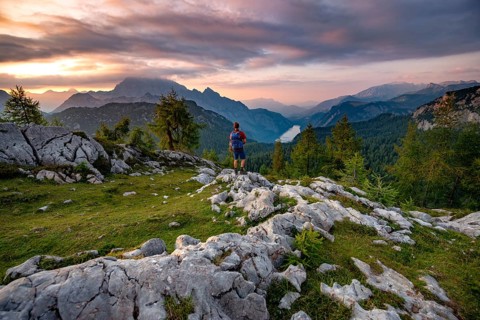 Hiker at the summit of Feldkogel