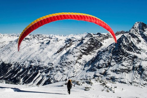 Paraglider taking off