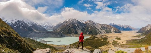Hiker standing on rocks