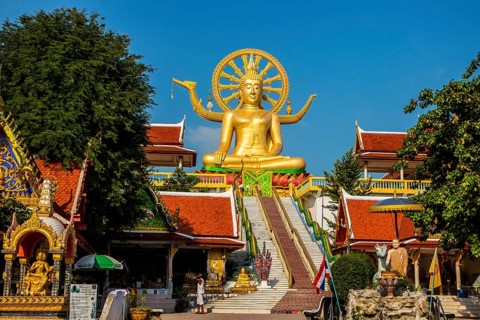 Big Buddha statue in temple in Ban Bo Phut