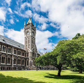 Old neo-gothic main building with bell tower