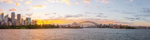 Circular Quay and The Rocks at dusk