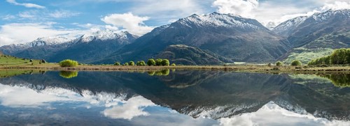 Mountain range reflected in a lake