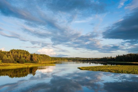 Little lake at sunset