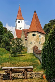 Medieval town wall with defensive defence tower
