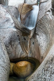 Colored rock structures and water