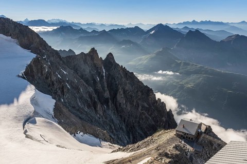 Panoramic view from the top station Punta Helbronner