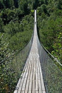 Traditional Bhutanese hanging walkway