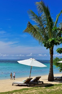 Tourists at Le Morne Beach