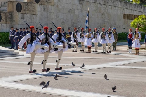 Changing of the guards in front of Parliament
