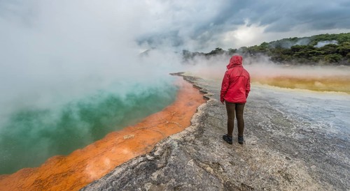 Woman standing on edge of Champagne Pool