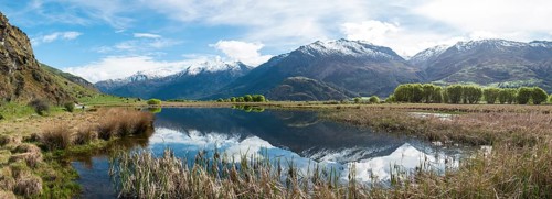 Mountain range reflected in a lake