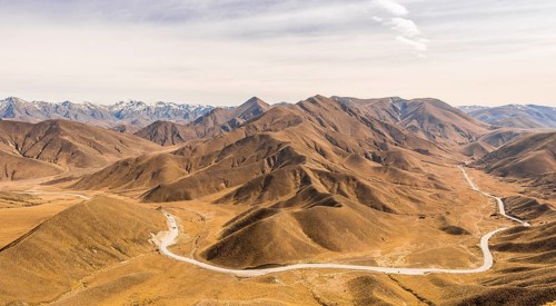 Stark mountain landscape with mountain road