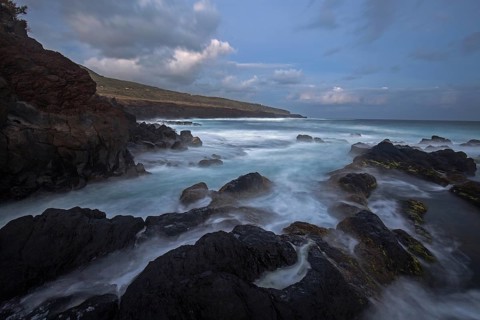 Coast with lava rock at the Ponta dos Capelinhos