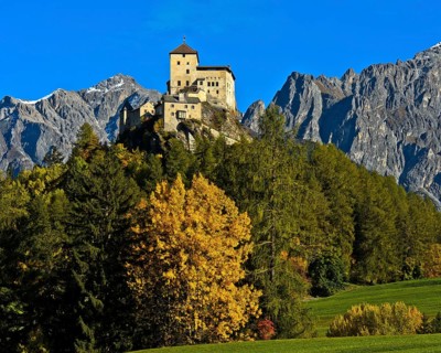 Autumn landscape with Tarasp Castle