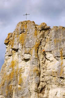 Climbers on climbing rocks Burgstein