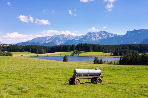 Water tank in meadow