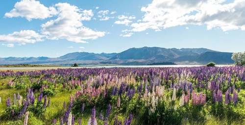 Purple large-leaved lupins