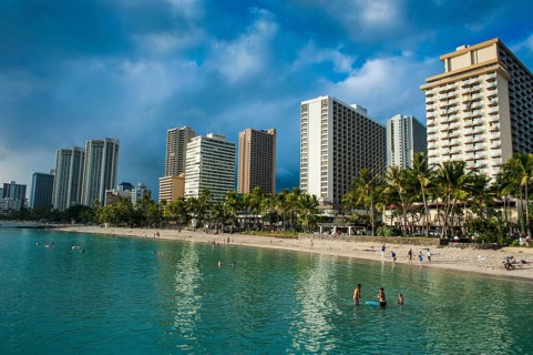 High rise hotels on Waikiki Beach