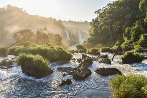 Evening atmosphere at Salto Santa Maria with view to Rio Iguazu