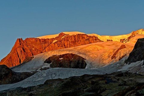 Morning sun at Monte Rosa Glacier