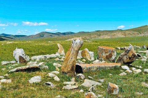 Ancient burial site with stag stones from the late Bronze Age