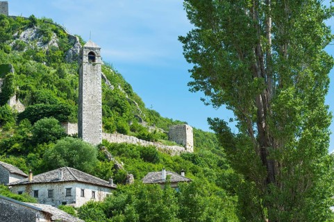 Sahat Kula clock tower in the medieval citadel of Pocitelj