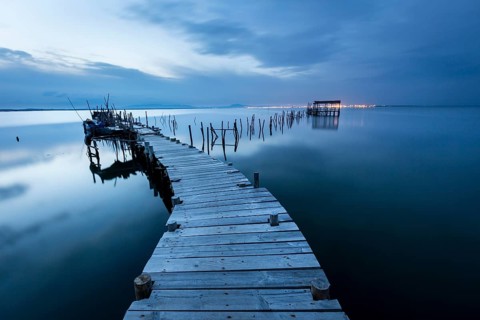 Landing stage in the calm sea