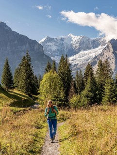 Hiker on the way to Bachalpsee