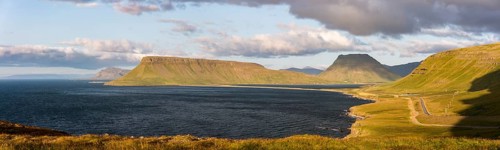 Atlantic bay and hills with Kirkjufell