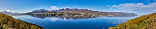 View over the fjord Eyjafjorour to Akureyri