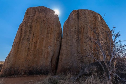 Rock in the backlight