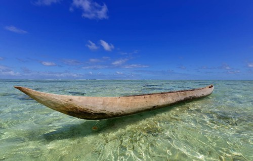 Traditional dugout boat on beach