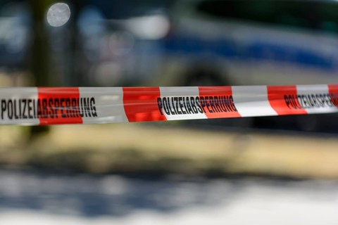 Police cordon with barrier tape