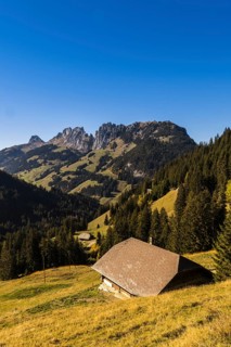 Mountain landscape at the Jaunpass in the Simmental