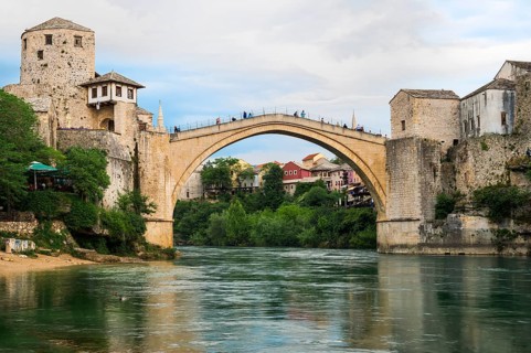 Mostar Bridge over Neretva river