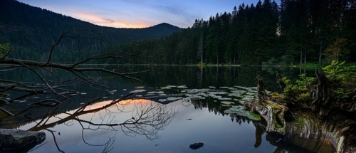 Grosser Arbersee at sunset