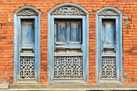 Carved wooden windows