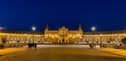 Illuminated Plaza de Espana