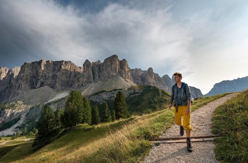Hiker near the Gardena Pass