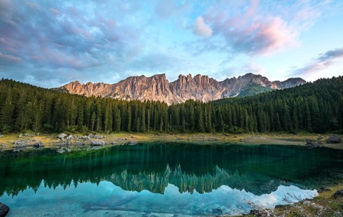 Latemar Group reflected in the Lake of Carezza
