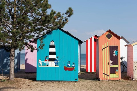 Colorful beach huts, Ile d'Oleron