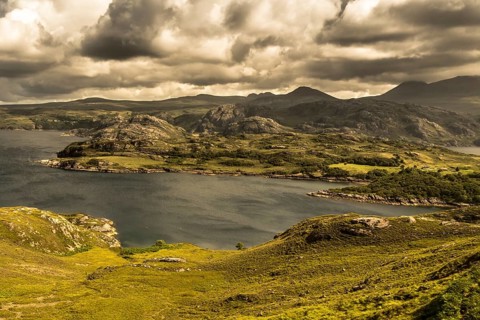 Typical coastal landscape on the Gaelic peninsula Applecross