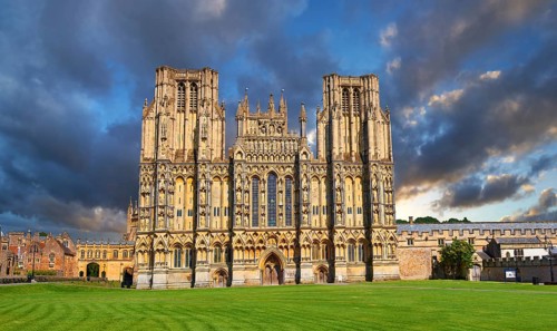 Facade of the medieval Wells Cathedral