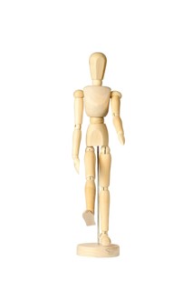 Wooden stickman marching forward