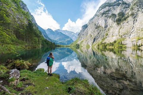 Hiker at Lake Obersee