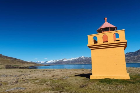 Orange lighthousehouse
