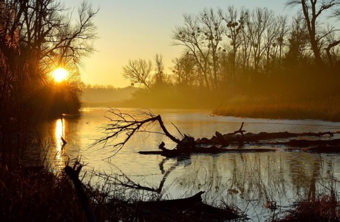 Break of dawn the river at sunrise